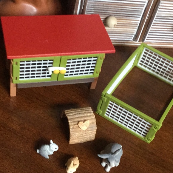 schleich Other - Schleich bunny rabbit hutch collection Easter basket kid toy barn play models